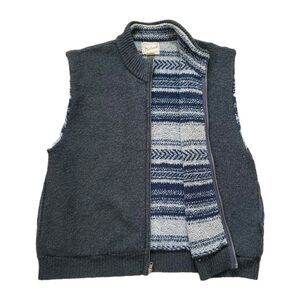 Vintage 90s Woolrich Wool Blend Size Large USA Made Mens Gray Blue Full Zip Vest